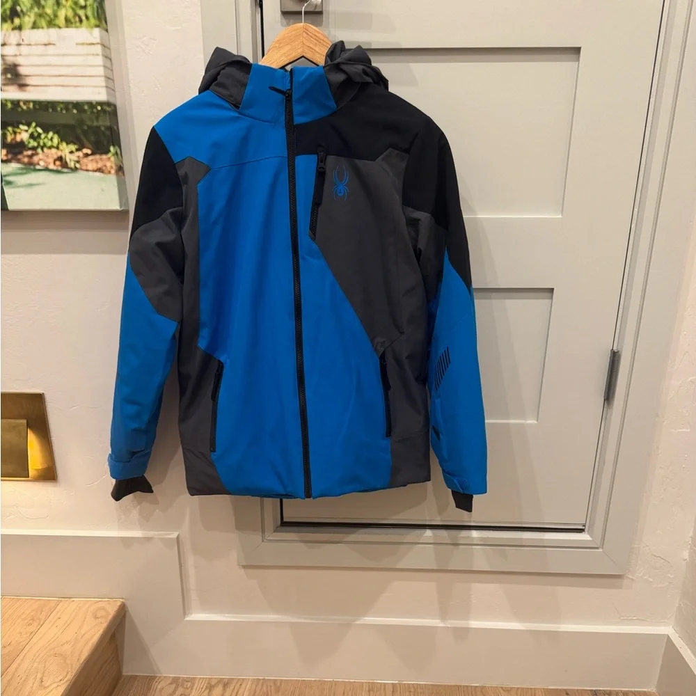 Spyder Leader Ski Jacket Blue, Gray and Black - Picture 1 of 6